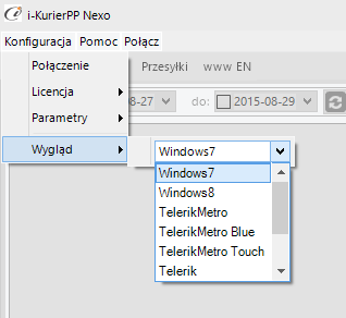 2.6. Wygląd Opcje Wygląd umożliwia zmianę schematu kolorystycznego aplikacji. Opcja jest dostępna z Konfiguracja -> Wygląd -> styl (rys. 18).