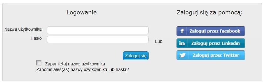 Logowanie portale społecznościowe W momencie logowania się przez