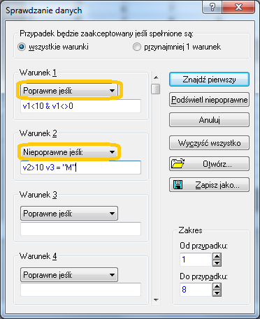 3 poprzez scalenie przypadków(okno Opcje scalania, zakładka Przypadki, Tryb: Scal wg nazw zmiennych, patrz Rys.1 po prawej).