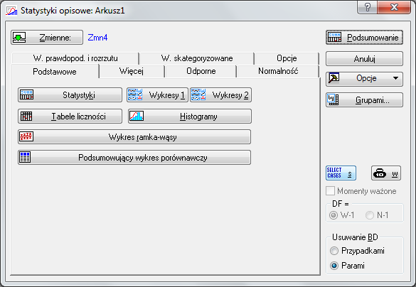 6 Rys.5 Statystyki podstawowe i tabele.