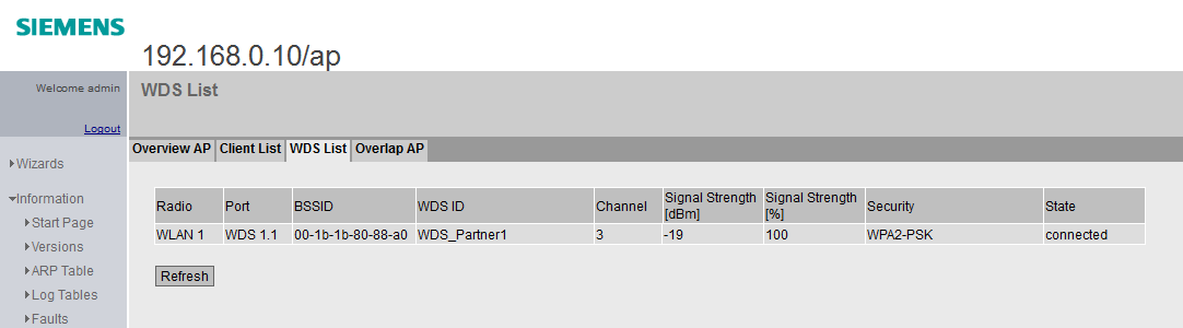 Krok 4. Przejdż do menu Interfaces -> WLAN -> AP WDS. Jeden AP obsługuje do 8 połączeń WDS na jednym interfejsie WLAN. W przypadku tego modułu pozwala nam to na skonfigurowanie 16 połączeń WDS.