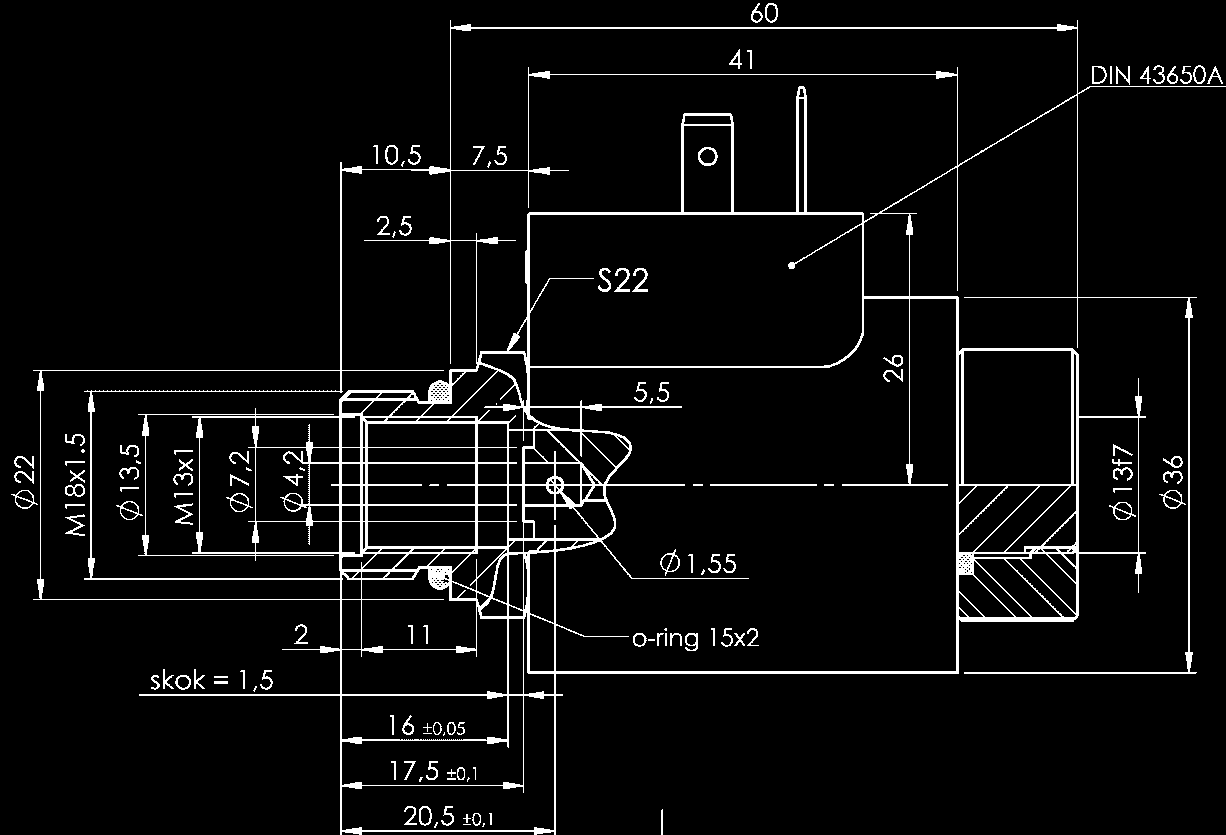 Tuleja kompletna zabezpieczona antykorozyjnie poprzez cynkowanie galwaniczne. IP65 Moc znamionowa [W] 21 Skok [mm] 1,5 Siła startu [N] 8 Max. robocze ciśnienie oleju [MPa] 21 Max.