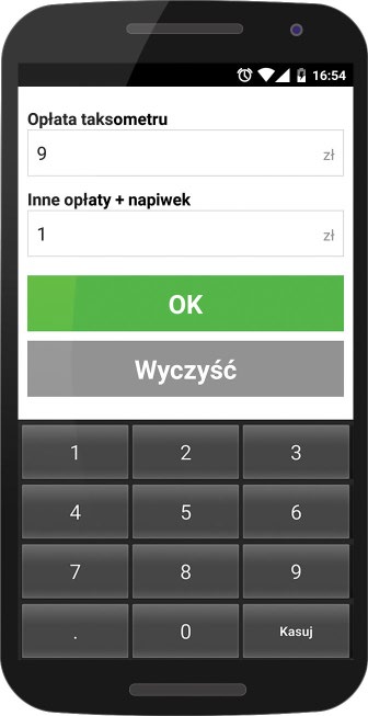 Po dojechaniu z klientem do celu wciśnij przycisk Koniec kursu.