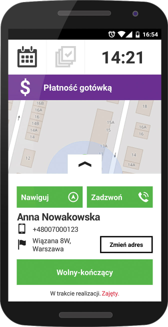 IV Przyjmowanie zlecenia gotówkowego 7 8 9 Kiedy zbliżasz się już do celu i wiesz, że kurs skończy się za około 3 minuty, kliknij przycisk