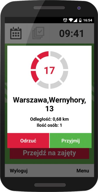 IV Przyjmowanie zlecenia gotówkowego 1 2 3 Jesteś dostępny w aplikacji. Dostajesz zlecenie.
