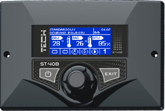 Tech I. Zastosowanie Termoregulator typu ST-408 przeznaczony jest do obsługi instalacji centralnego ogrzewania. Sterownik obsługuje dwa zawory mieszające oraz pompę CWU (bojlera).
