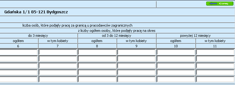 Formularz informacji o