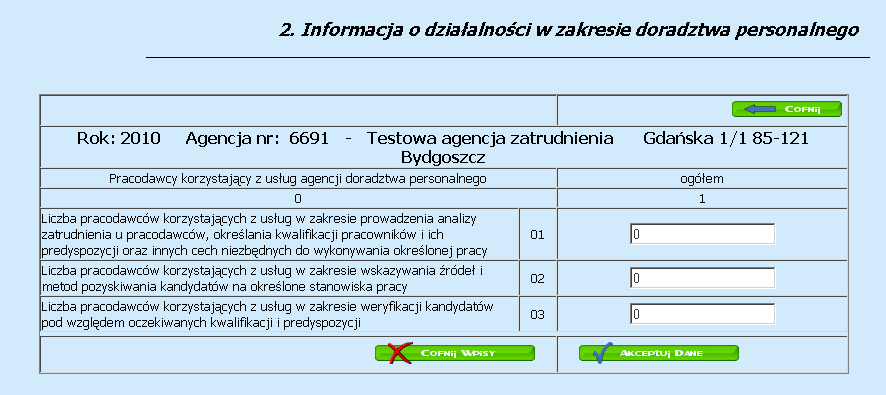 Formularz informacji o