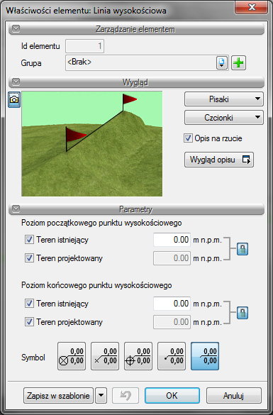 Wprowadzanie elementów terenu Rys. 148 Okno właściwości linii wysokościowej 11.3.