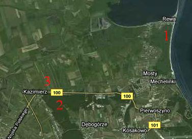 Materiały i metody Rozmieszczenie stanowisk, z których pobrano glebę. Przebieg doświadczenia 1. Rewa- strefa brzegowa morzawydma biała 2. Kazimierz-las, 2-3 metry od skraju lasu 3.