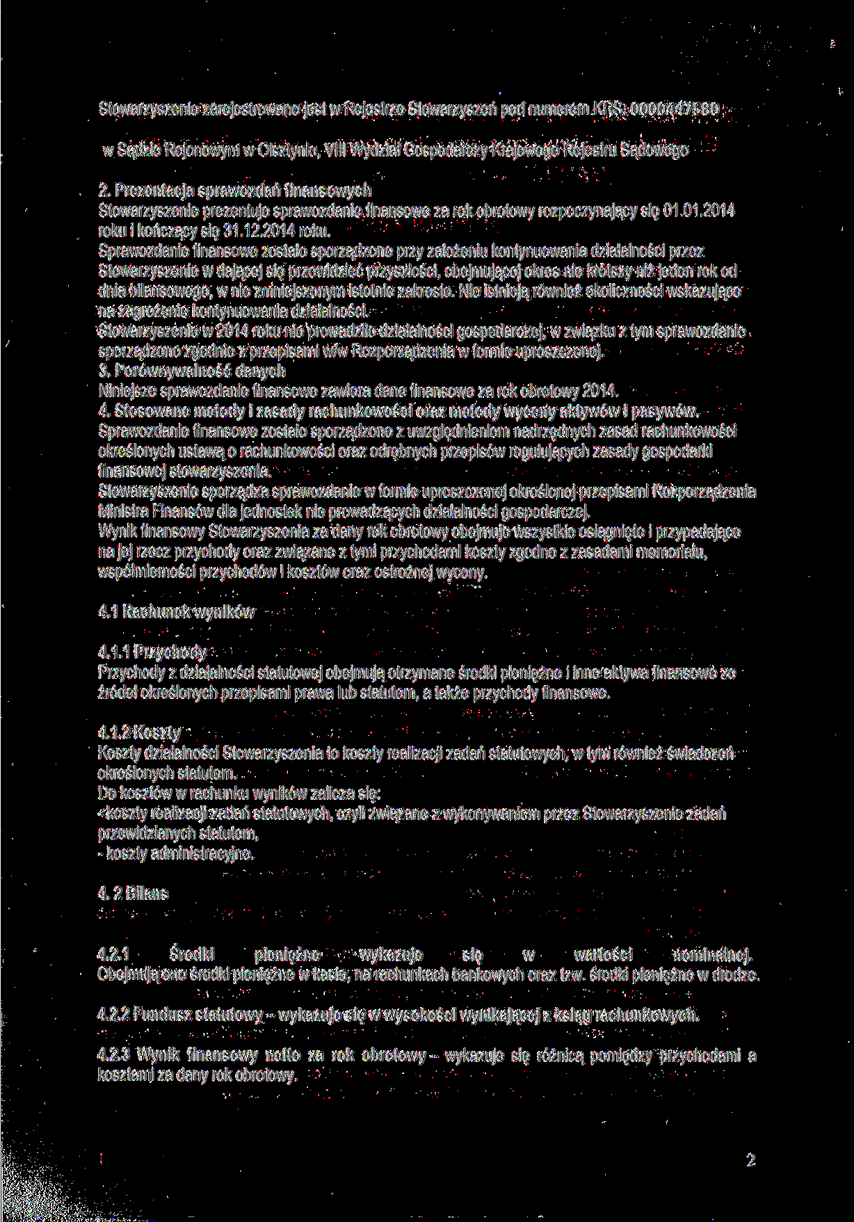 Stowarzyszenie zarejestrowane jest w Rejestrze Stowarzyszeń pod numerem KRS: 0000447580 w Sadzie Rejonowym w Osztynie, V Wydział Gospodarczy Krajowego Rejestru Sądowego.