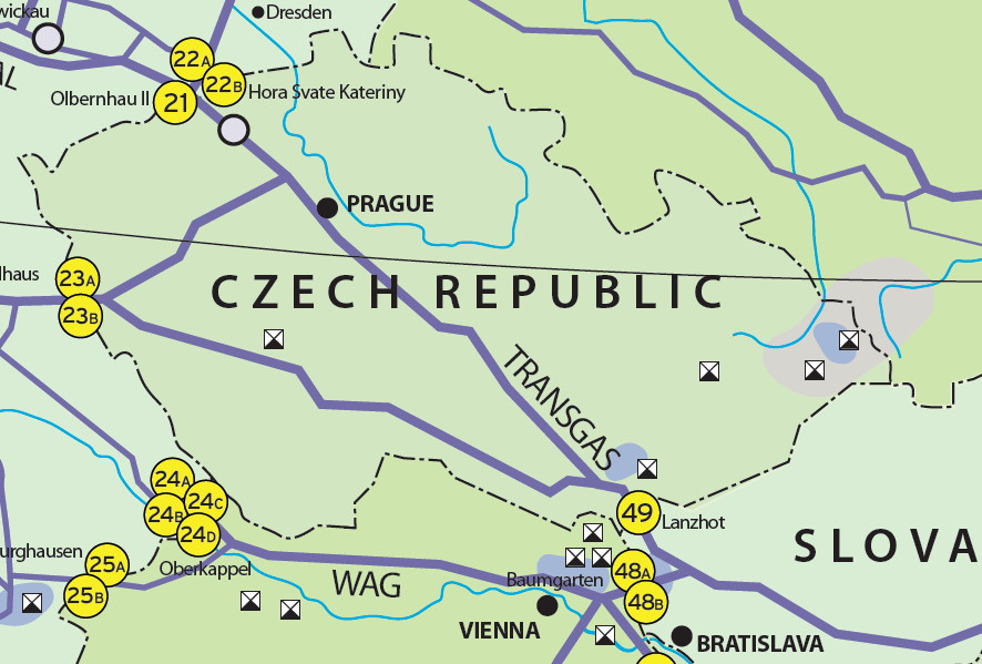 6105 / Projekt STORK, gazociąg wysokociśnieniowy DN500 6,3 MPa Třanovice granica CZ/PL Cele projektu Stworzenie wysokociśnieniowego połączenia między Polską i RCz. Opis projektu Faze I.