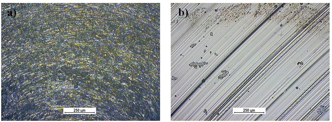 Wykonano również zdjęcia mikroskopowe powierzchni polimerowych współpracujących ślizgowo za stalowym przeciwelementem.