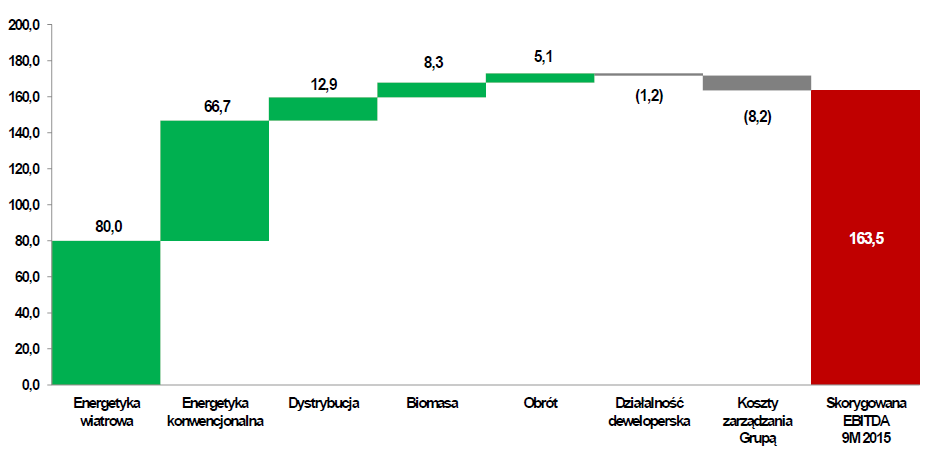 Sam segment obrotu odpowiadał za 1,52 mld zł przychodów ze sprzedaży, natomiast pozostałe segmenty wypracowały 0,51 mld zł.