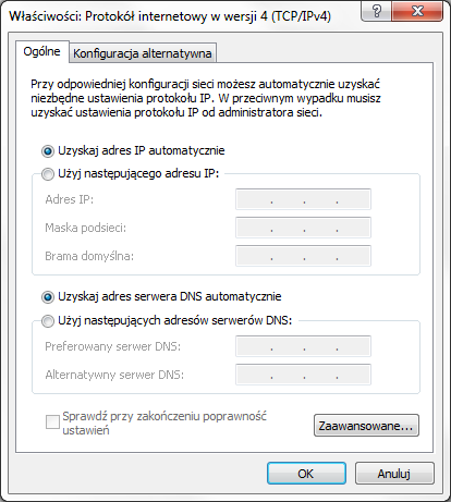 8. Konfiguracja połączenia sieciowego przy aktywnej usłudze serwera DHCP 1. Podłącz i uruchom router postępując zgodnie z krokami opisanymi w punkcie 2. 2. W menu Start wybierz Panel sterowania 3.