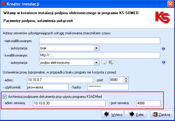 INSTRUKCJA 5. ARCHIWIZACJA ELEKTRONICZNEJ DOKUMENTACJI MEDYCZNEJ Historie zdrowia i choroby pacjentów podpisanych elektronicznie można archiwizować w programie KS-ADMED.