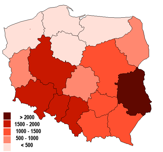 Produkcja karpia handlowego w poszczególnych województwach w 2015 roku 24 opolskie 5