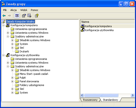Narzędzia do konfiguracji zasad W Windows do konfigurowania zasad grupy służy przede wszystkim przystawka konsoli MMC - Zasady grupy (gpedit.msc).