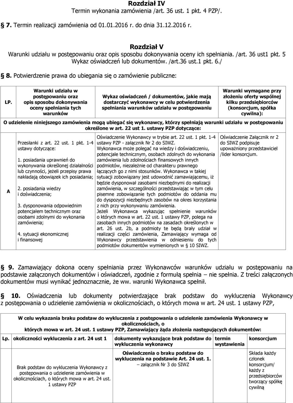 Potwierdzenie prawa do ubiegania się o zamówienie publiczne: LP.