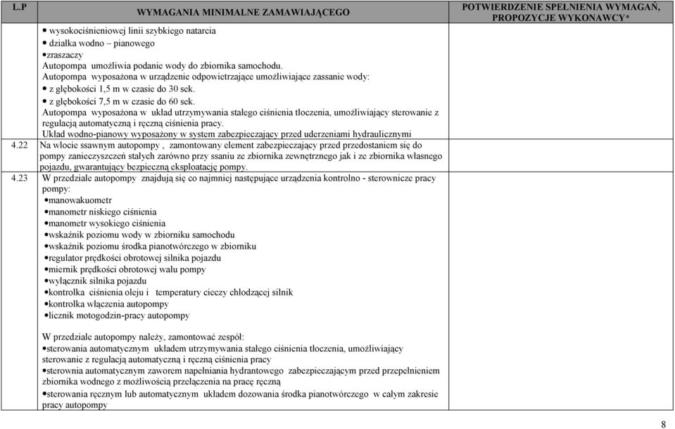 Autopompa wyposażona w układ utrzymywania stałego ciśnienia tłoczenia, umożliwiający sterowanie z regulacją automatyczną i ręczną ciśnienia pracy.