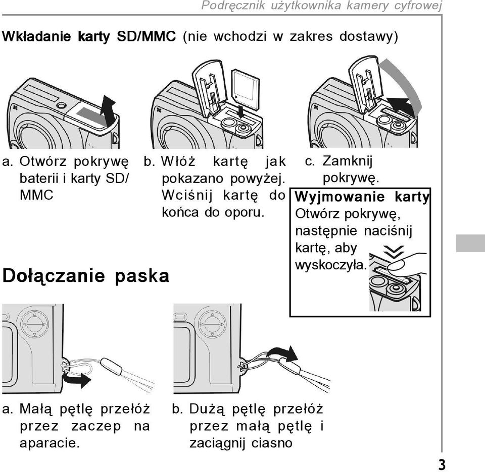 Wciúnij kartí do koòca do oporu. c. Zamknij pokrywí.