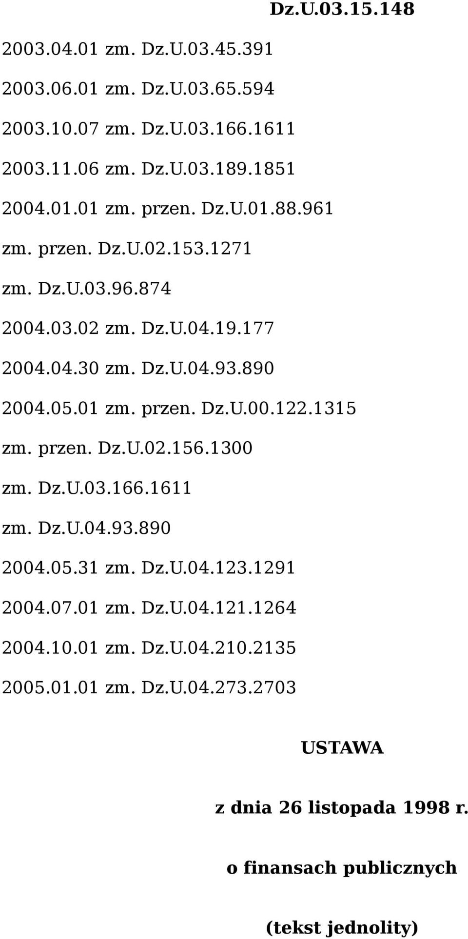 1315 zm. przen. Dz.U.02.156.1300 zm. Dz.U.03.166.1611 zm. Dz.U.04.93.890 2004.05.31 zm. Dz.U.04.123.1291 2004.07.01 zm. Dz.U.04.121.1264 2004.10.