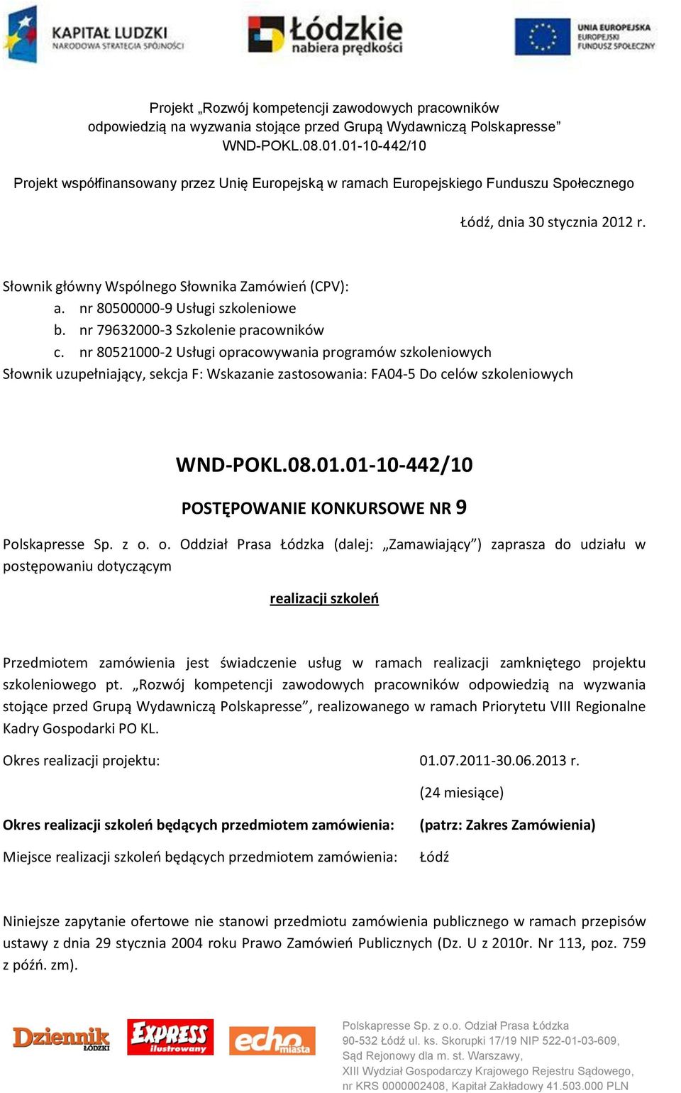nr 80521000-2 Usługi op