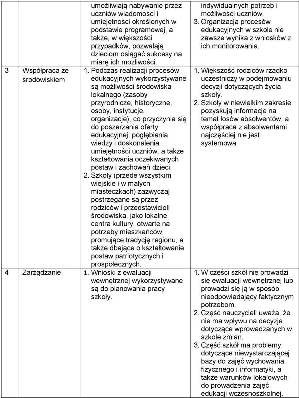 Podczas realizacji procesów edukacyjnych wykorzystywane są możliwości środowiska lokalnego (zasoby przyrodnicze, historyczne, osoby, instytucje, organizacje), co przyczynia się do poszerzania oferty