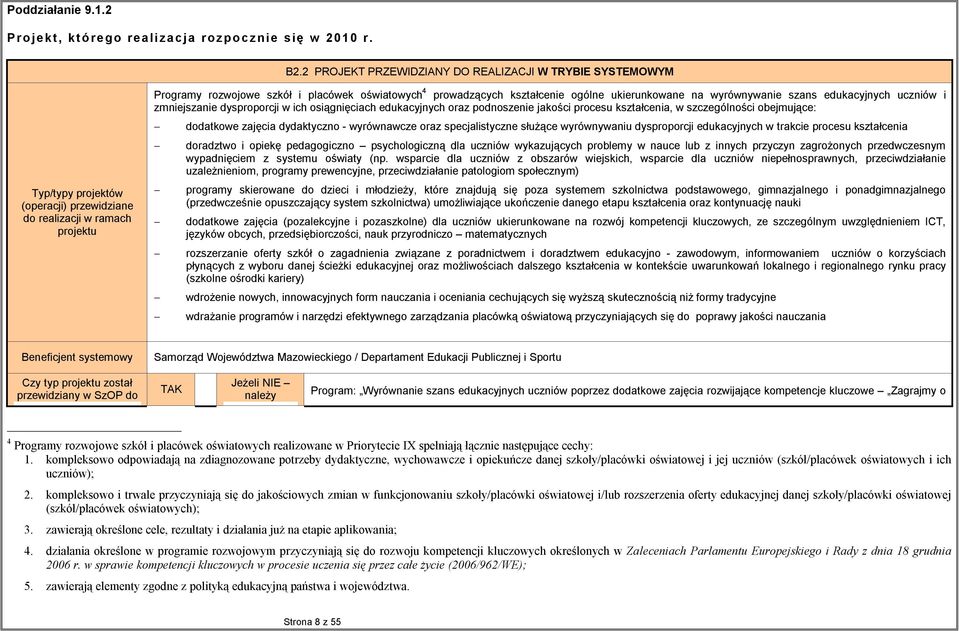 kształcenie ogólne ukierunkowane na wyrównywanie szans edukacyjnych uczniów i zmniejszanie dysproporcji w ich osiągnięciach edukacyjnych oraz podnoszenie jakości procesu kształcenia, w szczególności