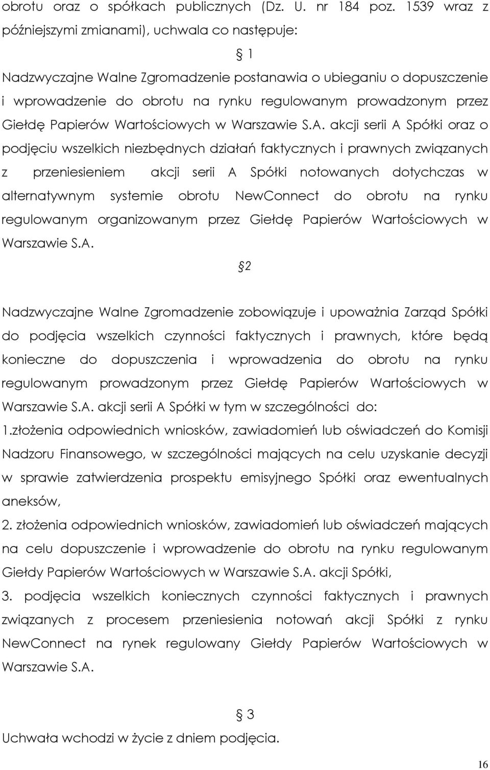 Giełdę Papierów Wartościowych w Warszawie S.A.