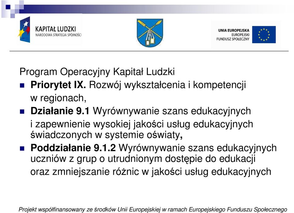 1 Wyrównywanie szans edukacyjnych i zapewnienie wysokiej jakości usług edukacyjnych