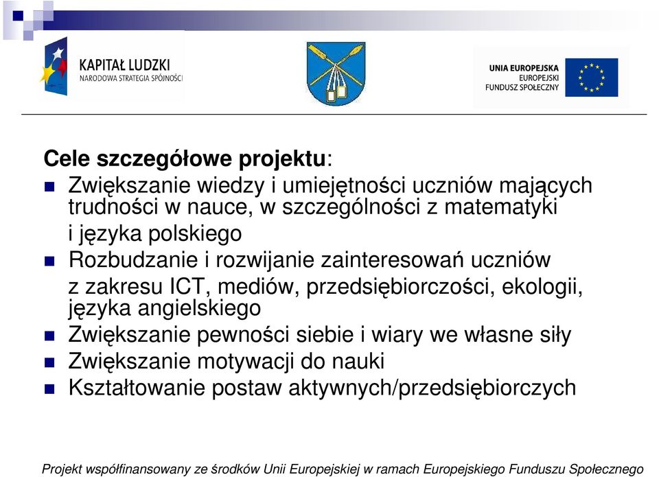 zakresu ICT, mediów, przedsiębiorczości, ekologii, języka angielskiego Zwiększanie pewności siebie