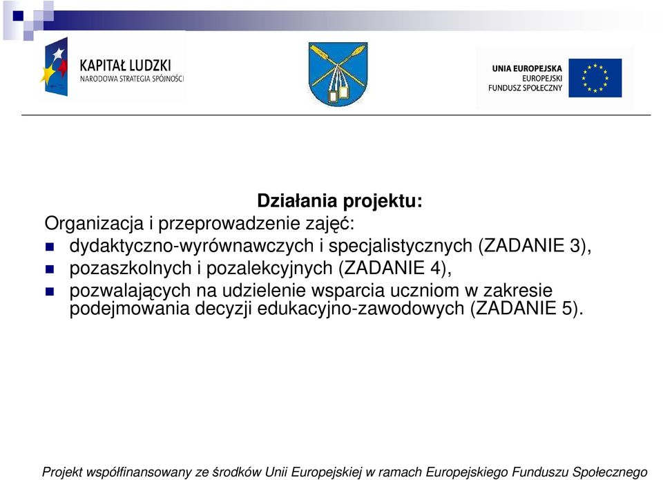 pozaszkolnych i pozalekcyjnych (ZADANIE 4), pozwalających na