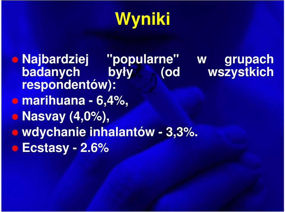 respondentów): marihuana - 6,4%, Nasvay