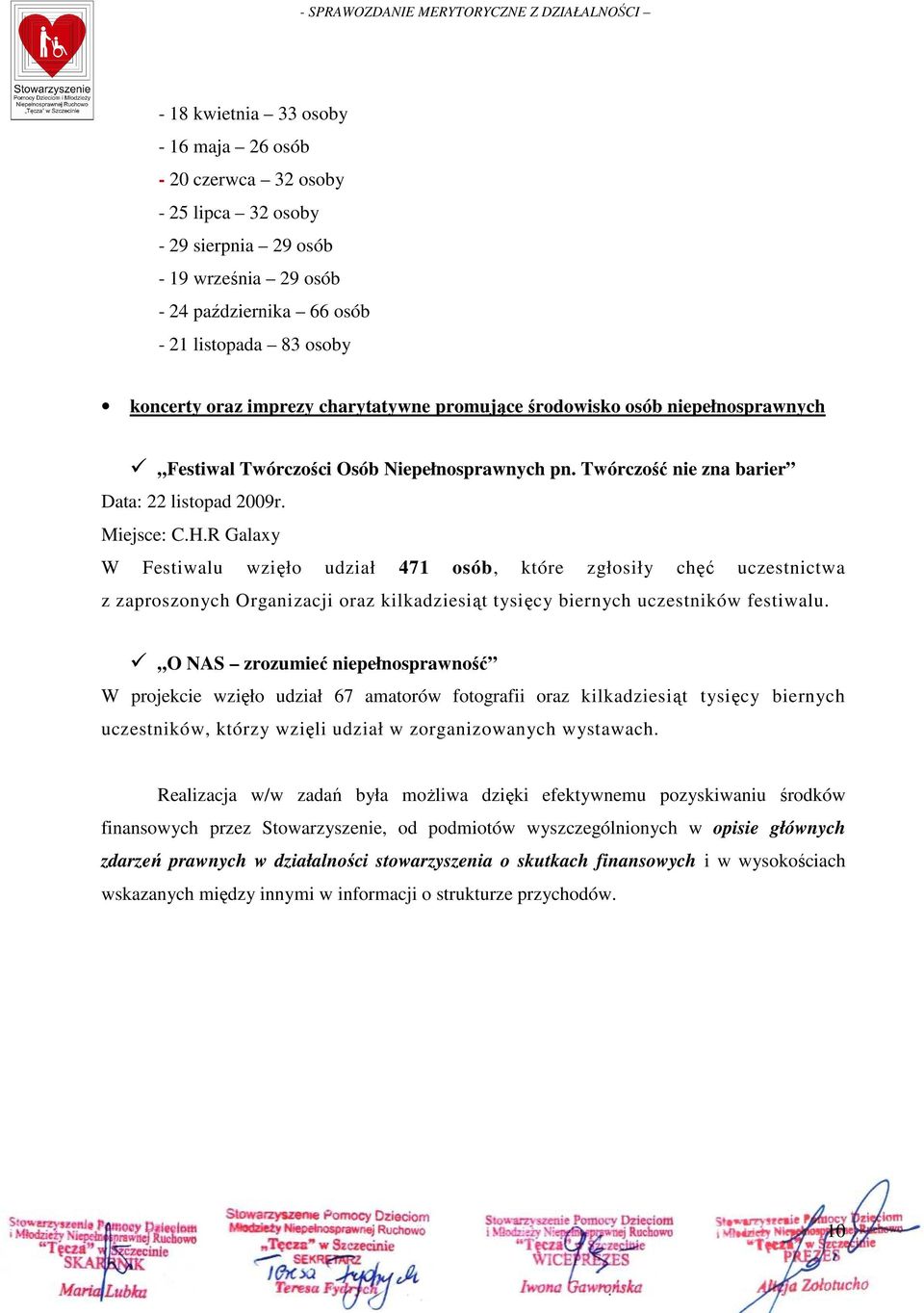 R Galaxy W Festiwalu wzięło udział 471 osób, które zgłosiły chęć uczestnictwa z zaproszonych Organizacji oraz kilkadziesiąt tysięcy biernych uczestników festiwalu.