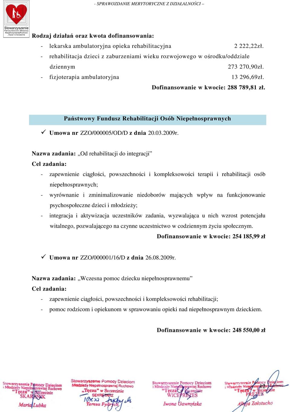 Nazwa zadania: Od rehabilitacji do integracji Cel zadania: - zapewnienie ciągłości, powszechności i kompleksowości terapii i rehabilitacji osób niepełnosprawnych; - wyrównanie i zminimalizowanie