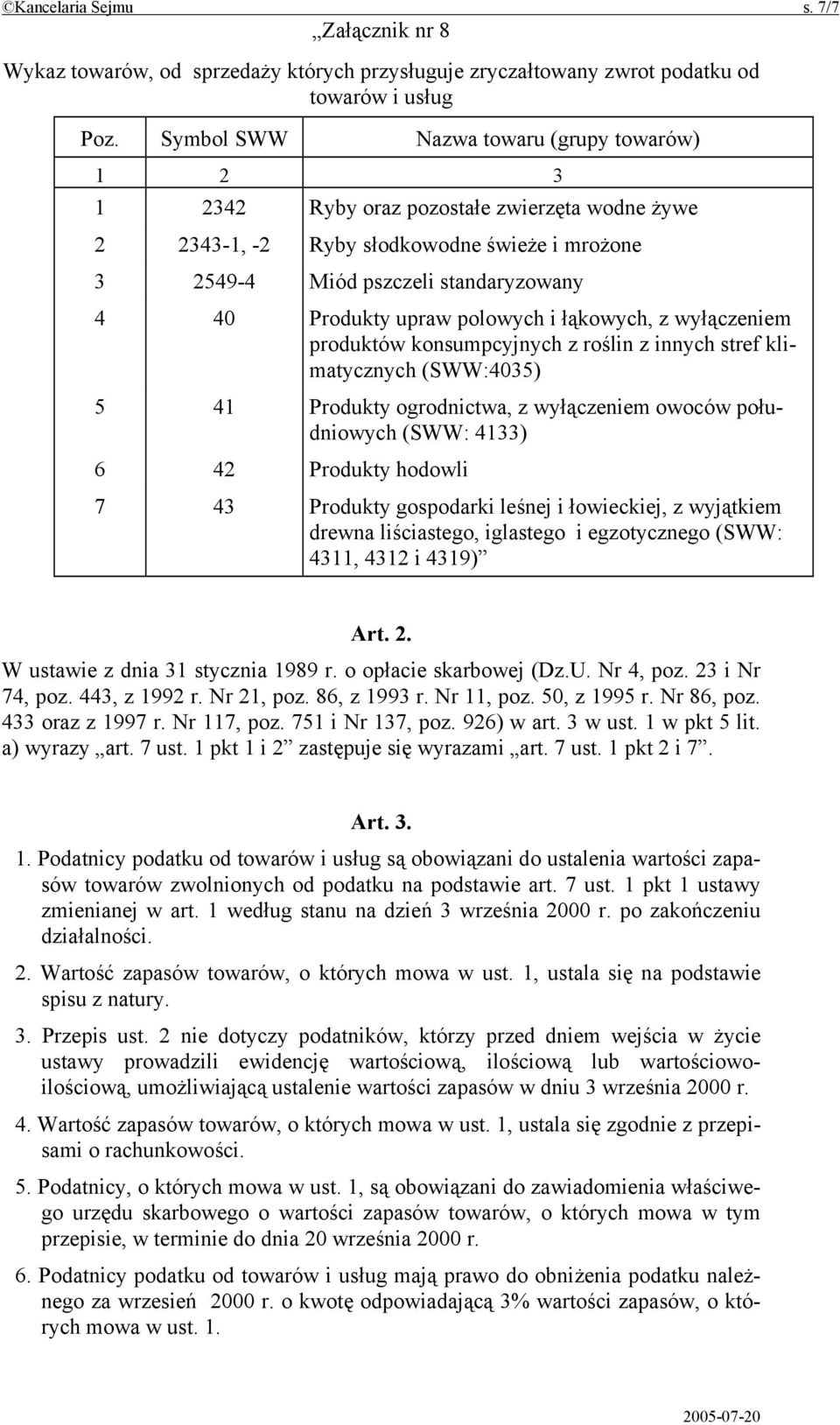 polowych i łąkowych, z wyłączeniem produktów konsumpcyjnych z roślin z innych stref klimatycznych (SWW:4035) 5 41 Produkty ogrodnictwa, z wyłączeniem owoców południowych (SWW: 4133) 6 42 Produkty