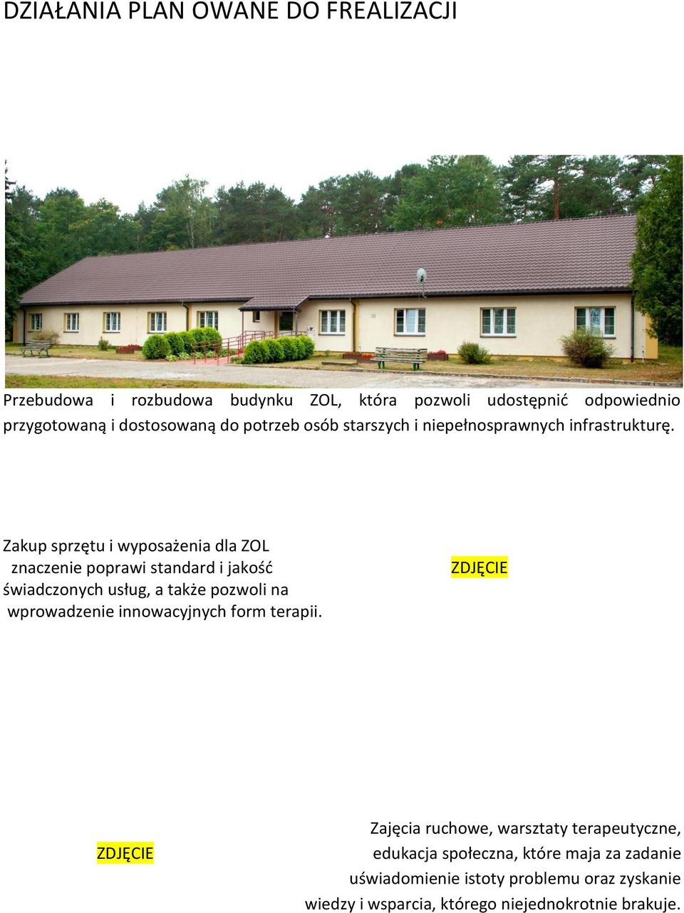 Zakup sprzętu i wyposażenia dla ZOL znaczenie poprawi standard i jakość świadczonych usług, a także pozwoli na wprowadzenie