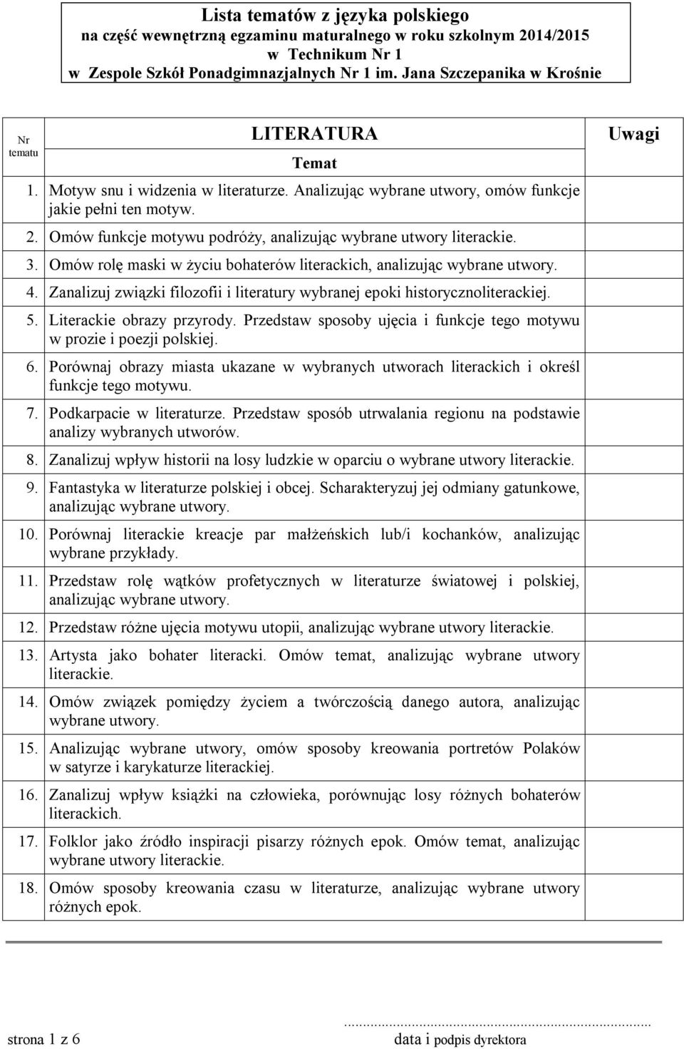 Omów funkcje motywu podróży, analizując wybrane utwory literackie. 3. Omów rolę maski w życiu bohaterów literackich, 4. Zanalizuj związki filozofii i literatury wybranej epoki historycznoliterackiej.