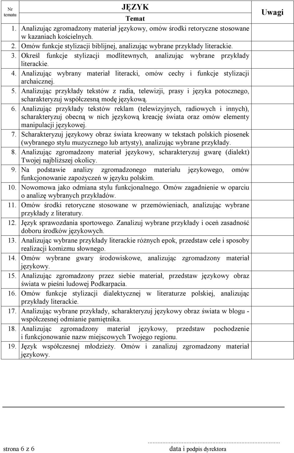 Analizując wybrany materiał literacki, omów cechy i funkcje stylizacji archaicznej. 5.