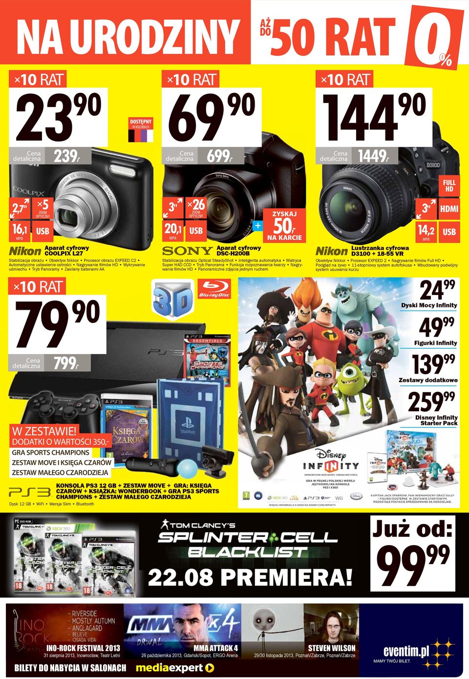 DSC-H200B Stabilizacja obrazu Optical SteadyShot Inteligenta automatyka Matryca Super HAD CCD Tryb Panorama Funkcja rozpoznawania twarzy Nagrywanie fi lmów HD Panoramiczne zdjęcia jednym ruchem 3"