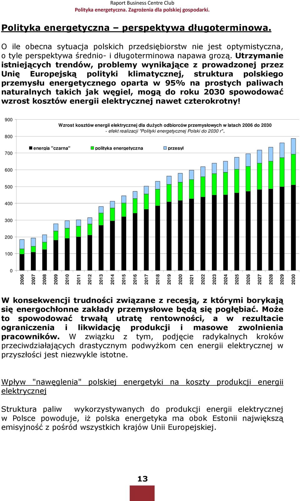naturalnych takich jak węgiel, mogą do roku 2030 spowodować wzrost kosztów energii elektrycznej nawet czterokrotny!