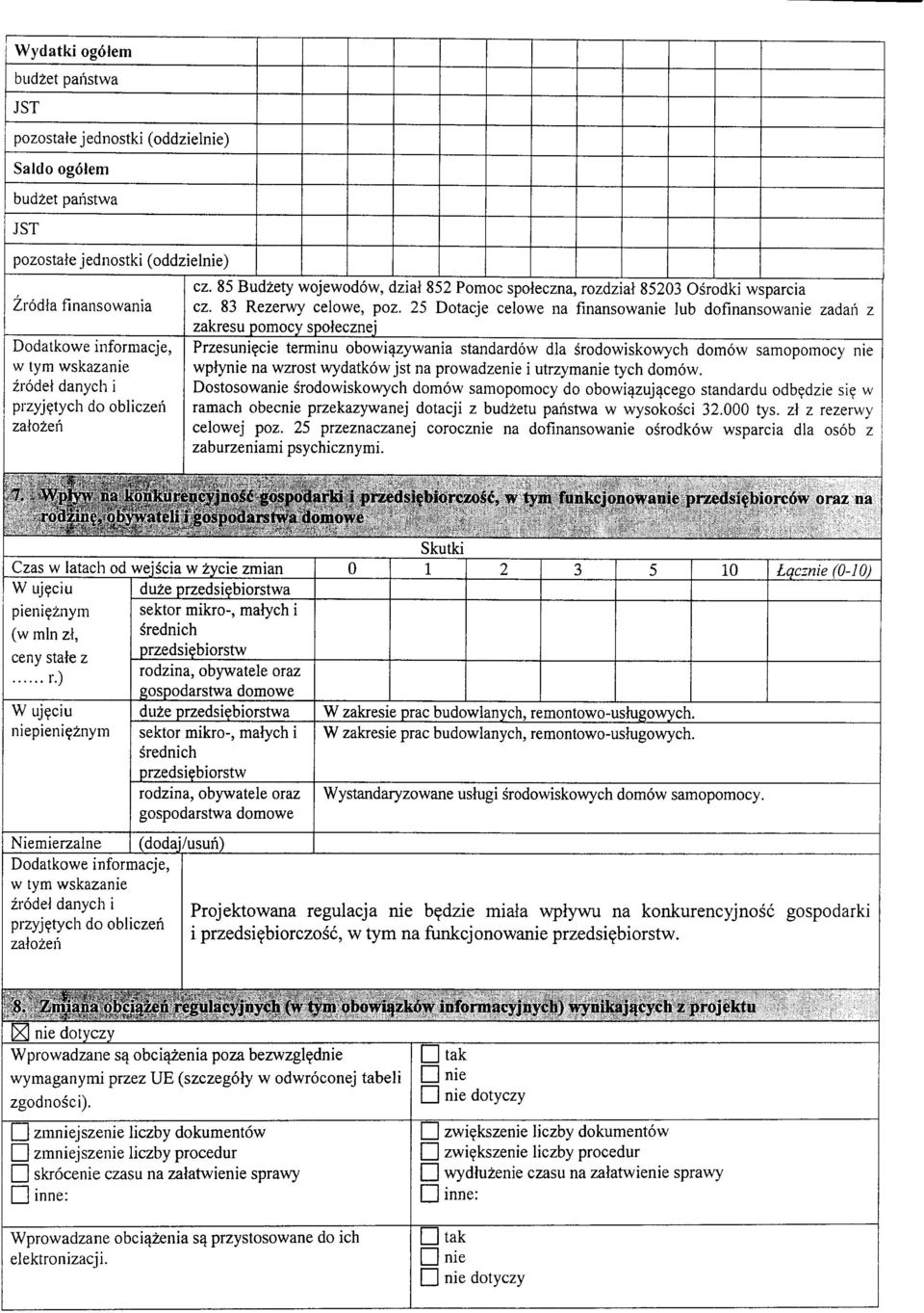 25 Dotacje celowe na finansowania lub dofmansowanie zadan z zakresu pomocy spolecznej Przesuni?