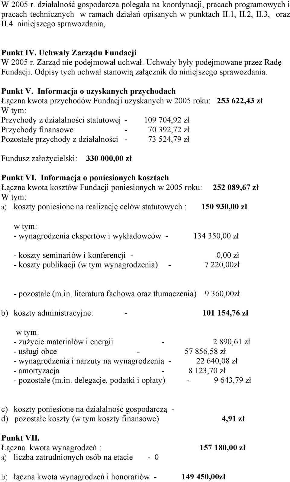 Odpisy tych uchwał stanowią załącznik do niniejszego sprawozdania. Punkt V.