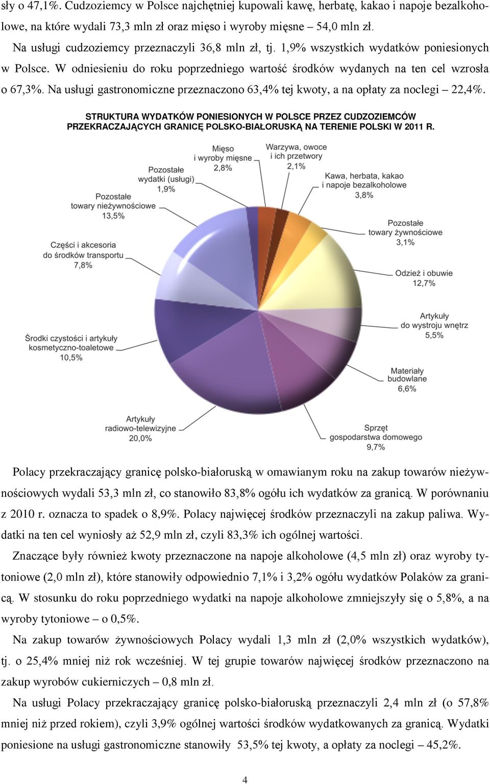 Na usługi gastronomiczne przeznaczono 63,4% tej kwoty, a na opłaty za noclegi 22,4%.
