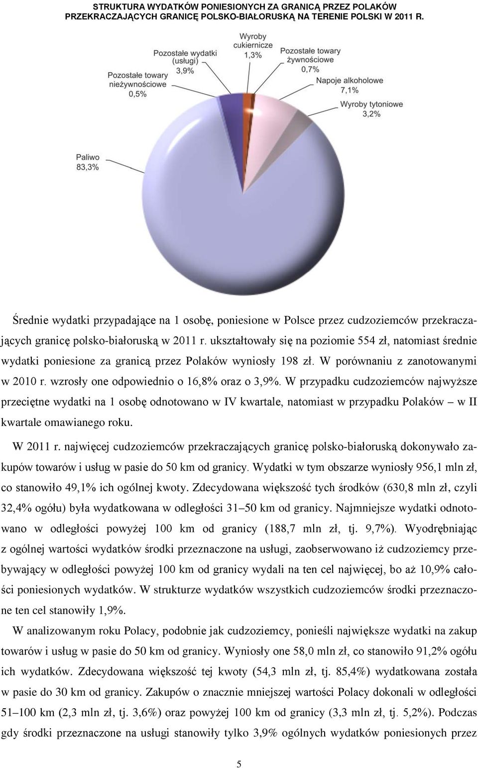 ukształtowały się na poziomie 554 zł, natomiast średnie wydatki poniesione za granicą przez Polaków wyniosły 198 zł. W porównaniu z zanotowanymi w 2010 r. wzrosły one odpowiednio o 16,8% oraz o 3,9%.