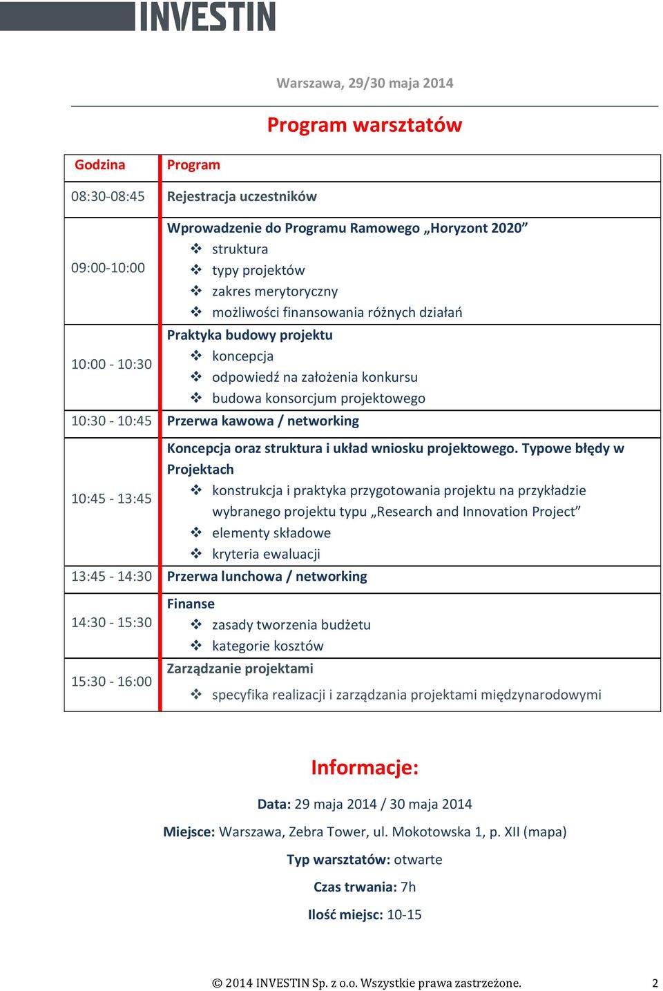 10:45-13:45 Koncepcja oraz struktura i układ wniosku projektowego.