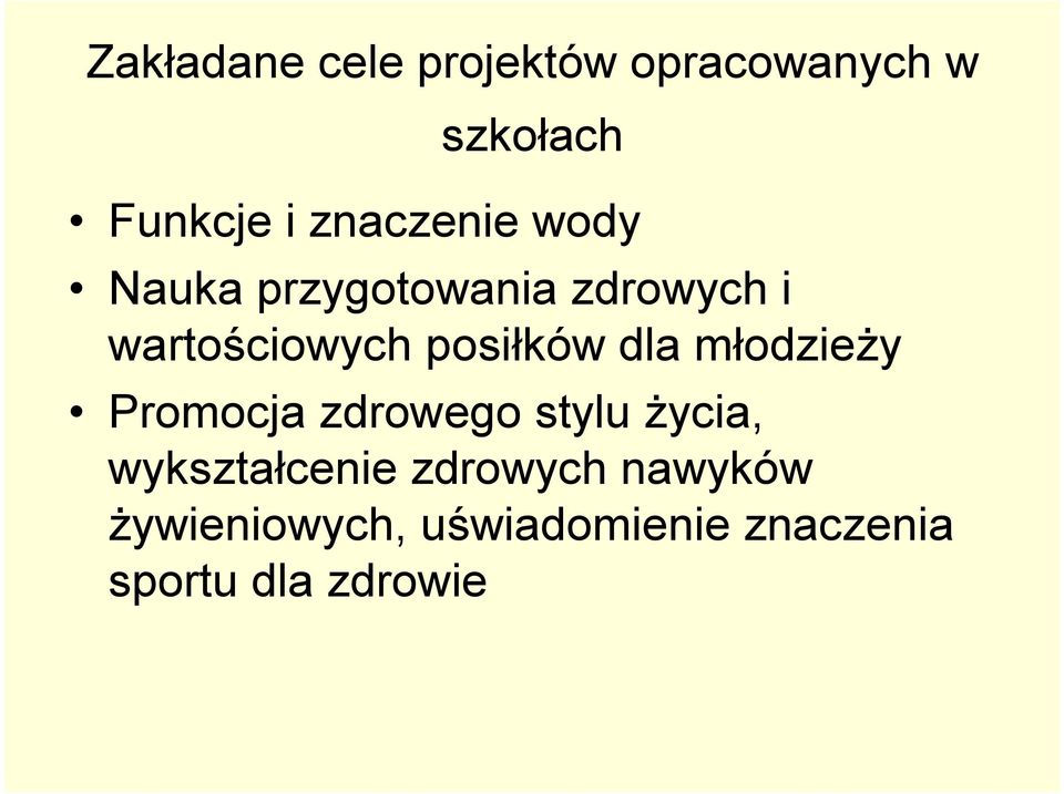 posiłków dla młodzieży Promocja zdrowego stylu życia,