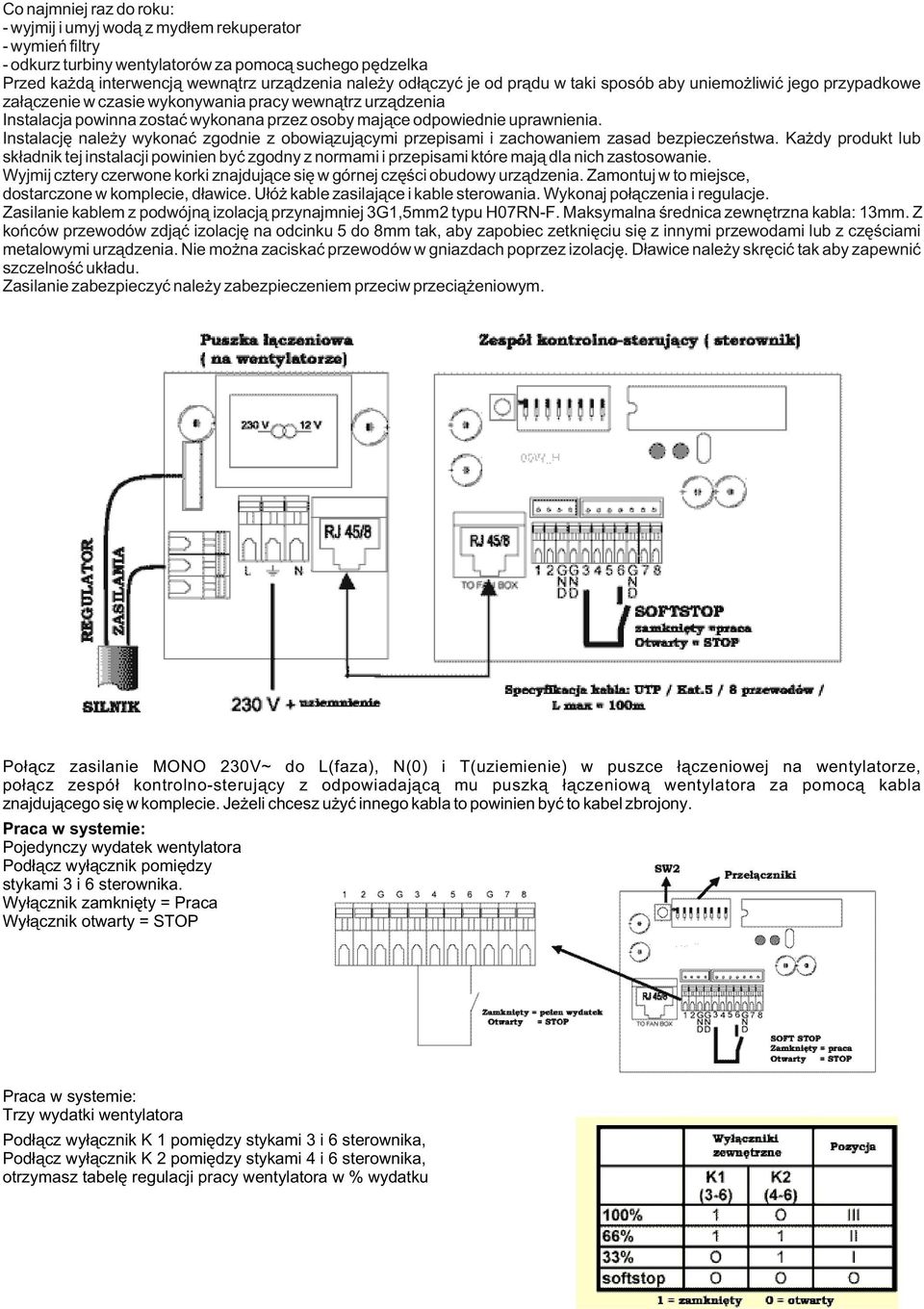 Instalacjê nale y wykonaæ zgodnie z obowi¹zuj¹cymi przepisami i zachowaniem zasad bezpieczeñstwa.