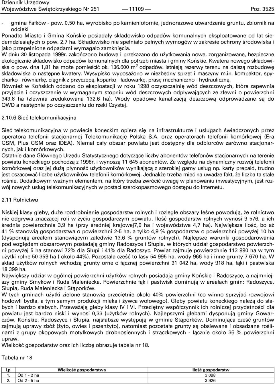 siedemdziesiątych o pow. 2.7 ha. Składowisko nie spełniało pełnych wymogów w zakresie ochrony środowiska i jako przepełnione odpadami wymagało zamknięcia. W dniu 30 listopada 1999r.